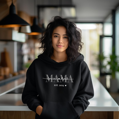 Moeder hoodie gepersonaliseerd met naam en jaar, moeder t-shirt cadeau, aanstaande moeder aankondiging, Moederdag, moeder trui