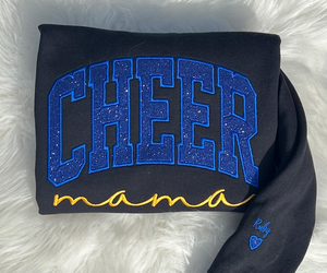 CHEER MAMA Glitter Embroidered Sweatshirt, Cheer Mom Glitter Embroidered Sweatshirt