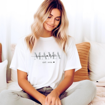 Moeder hoodie gepersonaliseerd met naam en jaar, moeder t-shirt cadeau, aanstaande moeder aankondiging, Moederdag, moeder trui