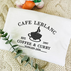 Embroidered Cafe Leblanc Sweatshirt | Coffee Lover Gift | Coffee & Curry Embroidery Shirt | Personalized Gift For Friend | Christmas Gift