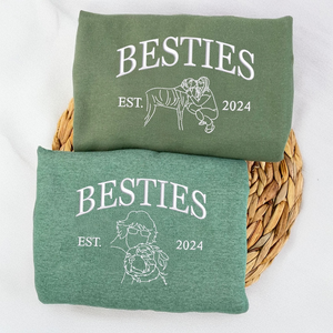 Custom Embroidered Besties Sweatshirt, Personalized Besties Hoodie, BFF Sweatshirt, BFF Gifts For Women, Matching Hoodies For Best Friends