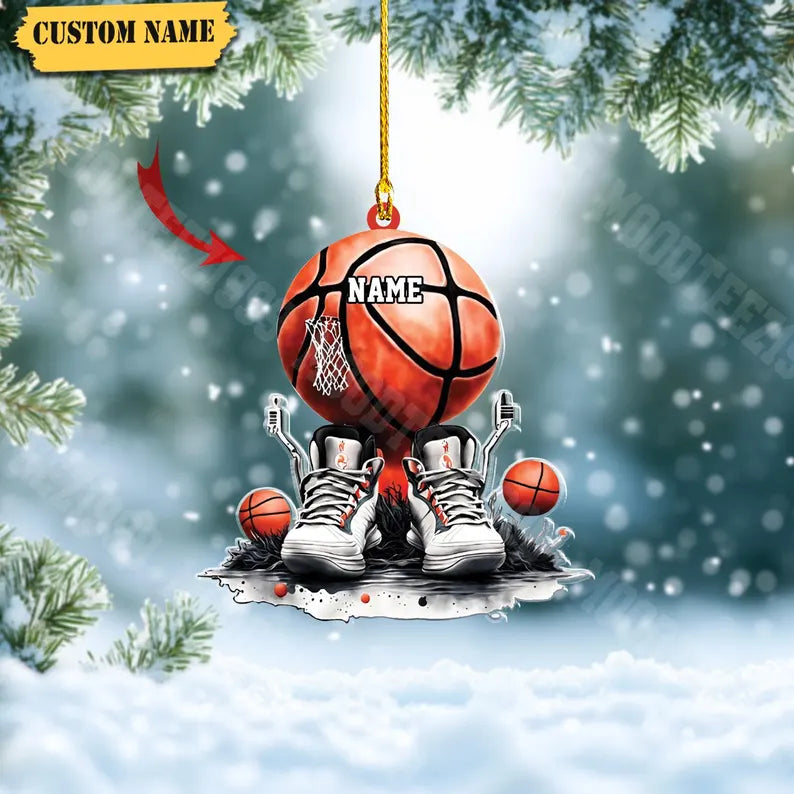 Personalized Basketball 2D Ornament,Basketball Lovers Gift, Girls and Boys Basketball Ornament, Custom Basketball Players Christmas Ornament