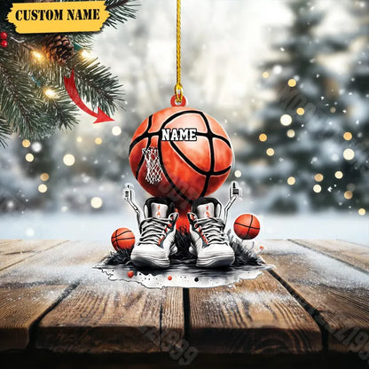 Personalized Basketball 2D Ornament,Basketball Lovers Gift, Girls and Boys Basketball Ornament, Custom Basketball Players Christmas Ornament
