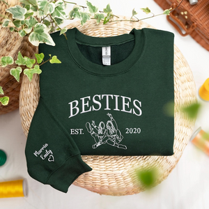 Custom Embroidered Besties Sweatshirt, Personalized Besties Hoodie, BFF Sweatshirt, BFF Gifts For Women, Matching Hoodies For Best Friends