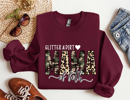 Glitter and Dirt Mama Sweatshirt, Leopard Print Mom Hoodie, Cute Mom of Both Sweatshirt, Funny Leopard Mama Hoodie, Mom Gift for Her