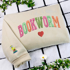 Bookworm Sweatshirt, Embroidered Book Lover Shirt, Reading Teacher Shirt, Bookish Sweatshirt, Librarian Tshirt, Best Gifts For Readers