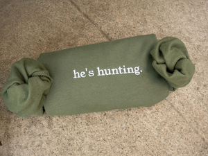 Embroidered He's Hunting Sweatshirt, Hunting Season Wife Shirt, Gift for Hunters, Hunting Lover Deer & Duck Sweater