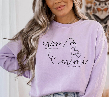 Mom Mimi Sweatshirt, Custom Est. Mimi Sweater, Mimi Birthday Gift for New Mimi, Mothers Day Gift for Mimi Sweater, New Mama Gift