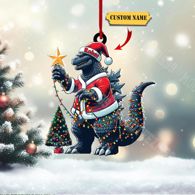 Personalized Godzila Christmas Ornament, Funny Godzila Ornament, Funny Xmas Tree Decor, Christmas Gift for Godzila Lovers, Gift for Him