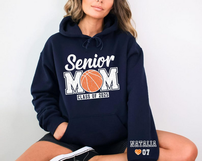 Custom Senior Basketball Mom Sweatshirt, Personalized Basketball Senior Mama Crewneck 2025 Senior Night Basketball Gift Name And Number Tee