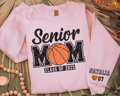 Custom Senior Basketball Mom Sweatshirt, Personalized Basketball Senior Mama Crewneck 2025 Senior Night Basketball Gift Name And Number Tee
