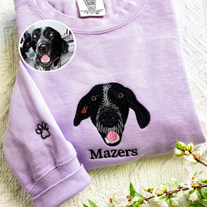 Custom Pet Embroidered Sweatshirt, Custom Pet shirt, Personalized Pet Face and Pet name Sweatshirt