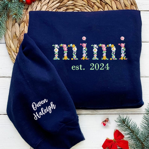 Mimi Floral Sweatshirt | Nana Floral Embroidered Shirt | Embroidery Shirt For Grandma | Floral Nana Sweater | Christmas Gift For Mimi