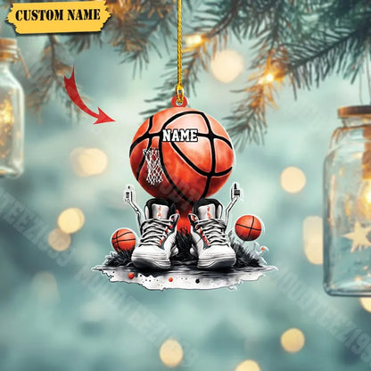 Personalized Basketball 2D Ornament,Basketball Lovers Gift, Girls and Boys Basketball Ornament, Custom Basketball Players Christmas Ornament