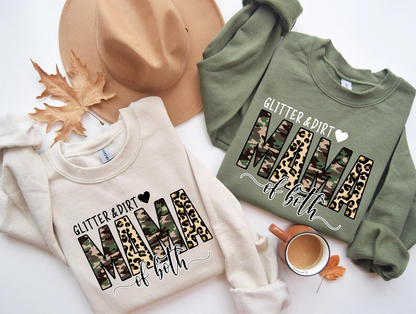 Glitter and Dirt Mama Sweatshirt, Leopard Print Mom Hoodie, Cute Mom of Both Sweatshirt, Funny Leopard Mama Hoodie, Mom Gift for Her