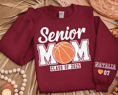 Custom Senior Basketball Mom Sweatshirt, Personalized Basketball Senior Mama Crewneck 2025 Senior Night Basketball Gift Name And Number Tee