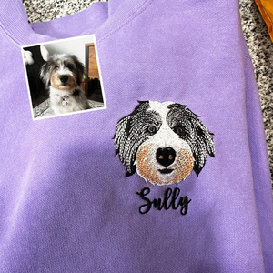 Custom Pet Embroidered Sweatshirt, Custom Pet shirt, Personalized Pet Face and Pet name Sweatshirt