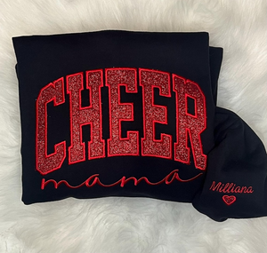 CHEER MAMA Glitter Embroidered Sweatshirt, Cheer Mom Glitter Embroidered Sweatshirt