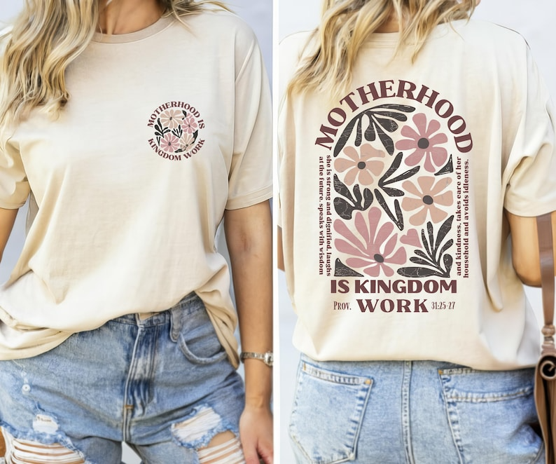 Motherhood Is Kingdom Work Shirt, Mother's Day Shirt, Christian Mom Shirt, Mother Gift, Retro Christian Mom Shirt