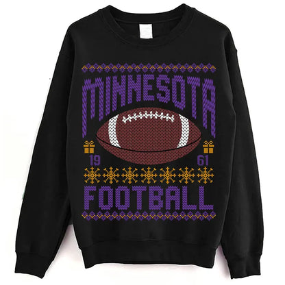 Minnesota Ugly Christmas Football Sweatshirt, Football Shirt, Christmas Gift Tee, Festive Football Crewneck, Holiday Winter, Minnesota Football Fan