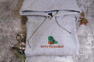 Sorry i'm booked Bookworm Embroidered Sweatshirt | Bookish Oversized Jumper | Cosy Reading Sweater | Gift for Book Lover | Gift for Readers