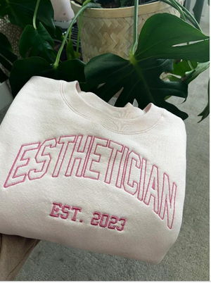 Custom Embroidered Esthetician Crewneck Sweatshirts Personalized Skincare Sweatshirt For Beauty Professionals Esthetician Gift