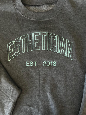 Custom Embroidered Esthetician Crewneck Sweatshirts Personalized Skincare Sweatshirt For Beauty Professionals Esthetician Gift