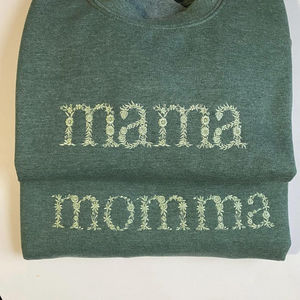 Personalized Mama Grandma Embroidered Sleeve Sweatshirt Neutral Mama Mimi Gigi Crewneck Custom Name Shirt Mama Pullover Sweater Gift for Mom