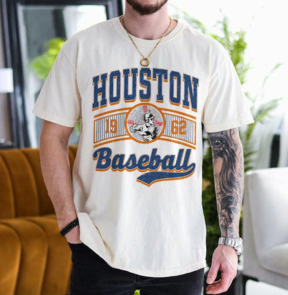 Vintage Houston Baseball 90s Style Football Sweatshirt, Baseball Team Shirt, Houston Game Day Tee, Throwback Houston Shirt, Baseball Mom Tee