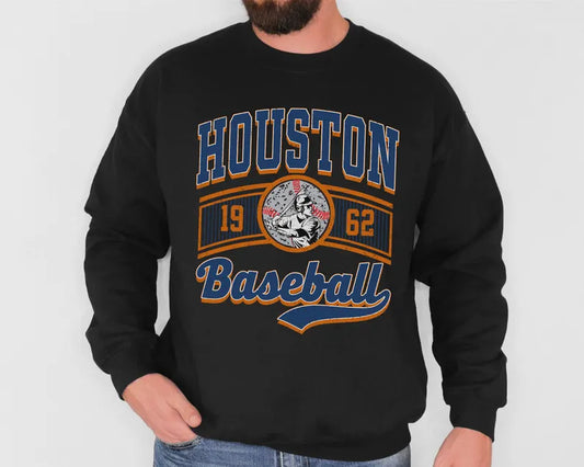 Vintage Houston Baseball 90s Style Football Sweatshirt, Baseball Team Shirt, Houston Game Day Tee, Throwback Houston Shirt, Baseball Mom Tee