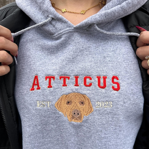 Pet Embroidered Sweatshirt Using Photo, Custom Dog Shirt, Embroidered Cat Crewneck, Gift For Pet Owner, Personalized Pet Gift, Dog Mom Gift