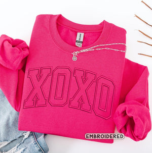 XOXO Embroidered Sweatshirt, Embroidered Valentine's Day Sweatshirt, Galentines Sweatshirt, Embroidered Sweatshirt, Valentine's Embroidered