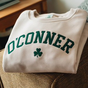 Embroidered Custom Shamrock Sweatshirt, Personalized Last Name St Patrick's Day Sweatshirt, Custom Clover, Irish Drinking Shirt,Parade Shirt