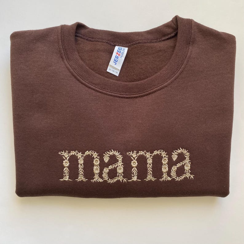 Personalized Mama Grandma Embroidered Sleeve Sweatshirt Neutral Mama Mimi Gigi Crewneck Custom Name Shirt Mama Pullover Sweater Gift for Mom
