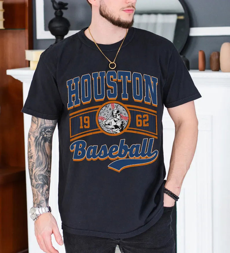 Vintage Houston Baseball 90s Style Football Sweatshirt, Baseball Team Shirt, Houston Game Day Tee, Throwback Houston Shirt, Baseball Mom Tee