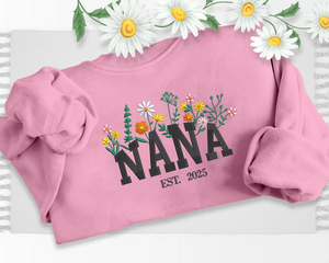 Custom Nana Embroidered Floral Sweatshirt, Personalised Grandparents Jumper with Kids Name, Granny Crewneck Sweatshirt, Mothers Day Gifts