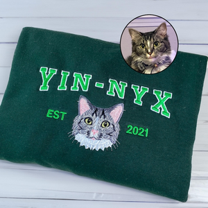 Custom Embroidered Pet From Your Photo Sweatshirt - Personalized Cat Sweatshirt - Pet Name Sweatshirt - Valentine Dog Cat Mom Gift