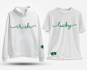 Embroidered St. Patrick’s Day Sweatshirt, Soft, High-Quality Custom Lucky Irish Clover with Custom Name, Irish Shirt, Lucky Youth Sweatshirt