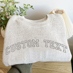 Custom Varsity Text Embroidered Cozy Knit Fleece Pullover Lane Sweatshirt| CUSTOM Sweatshirt | Gift for Her | Gift for Him | LS11ECA1