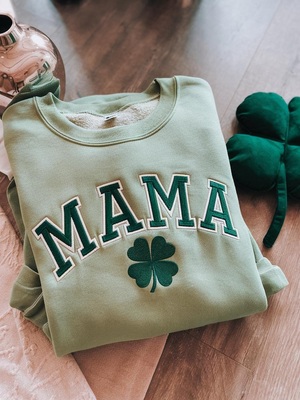 Embroidery Mama St Patrick's Day Sweatshirt, Lucky Mama Sweatshirt, Womens Irish Sweatshirt, Irish Mama Sweatshirt, Grandma Sweatshirt