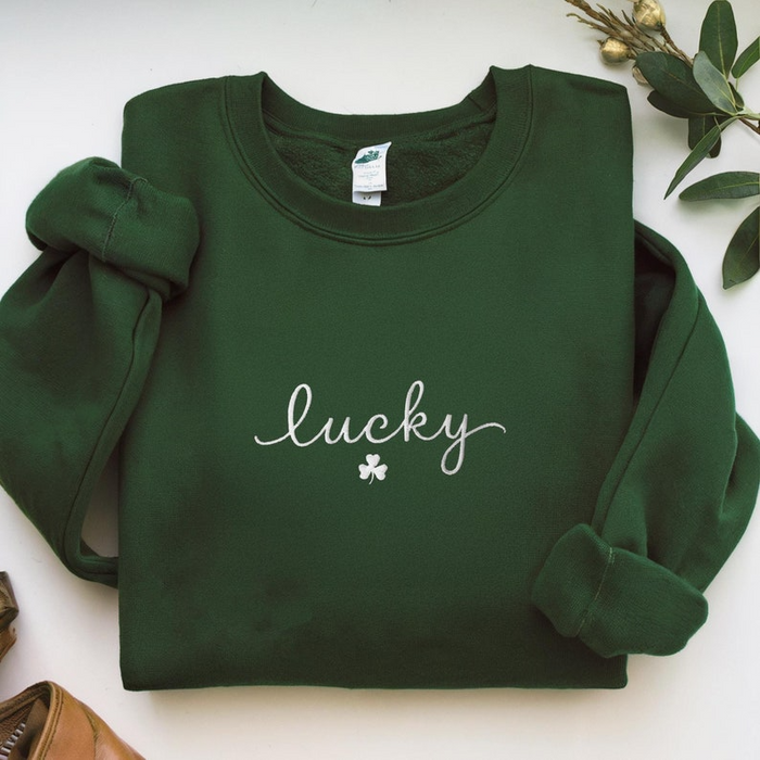 Embroidered St. Patrick's Day Sweatshirt, Irish Shamrock Sweatshirt, Saint Patricks Day Sweatshirt Women, St Patricks Hoodie, St Patricks