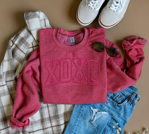 XOXO Embroidered Sweatshirt, Embroidered Valentine's Day Sweatshirt, Galentines Sweatshirt, Embroidered Sweatshirt, Valentine's Embroidered