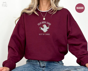 Embroidered Silly Goose Bride Sweatshirt, Funny Goose Lover Sweater,Married Couple Matching Shirt, Wedding Gift,Luxury Bachelorette Crewneck