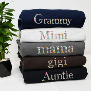 Embroidered Floral Mama Sweatshirt, Custom Mama And Mimi Sweatshirt, Nana, Gigi, Grandma Floral Shirt, Mother's Day Gift For Mama