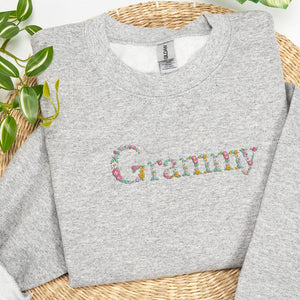 Embroidered Floral Mama Sweatshirt, Custom Mama And Mimi Sweatshirt, Nana, Gigi, Grandma Floral Shirt, Mother's Day Gift For Mama