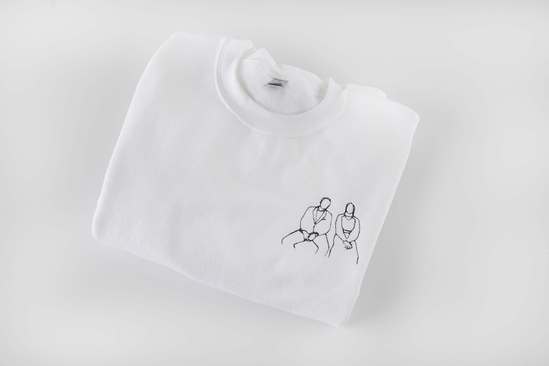 Embroidered Custom Portrait from Photo Sweatshirt, Family Portrait, Embroidered Gift