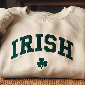 Embroidered Irish Sweatshirt, St Patricks Day Sweatshirt, Hoodie, Irish Crewneck, Saint Patricks Day, Elbow Patch, Womens St Paddys Day