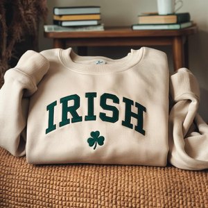 Embroidered Irish Sweatshirt, St Patricks Day Sweatshirt, Hoodie, Irish Crewneck, Saint Patricks Day, Elbow Patch, Womens St Paddys Day