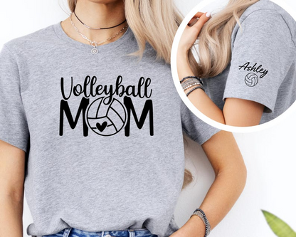 Custom Volleyball Mom Sweatshirt, for Mom Volleyball Shirt, Mothers Day Shirt with Kid Name on Sleeve, Volleyball Mom Hoodie Gift for Mom