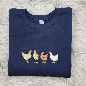 Farm Chickens Embroidered Crewneck - Cute Chickens Crewneck - Chicken Mama Shirt - Farmers Market - T-Shirt - Sweatshirt - Hoodie